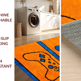 Ultra Soft Area Rug, Non Slip, Stain Resistant, Washable Area Rugs for Living Room, Bedroom, Futuristic Abstract Controller Theme(Orange)