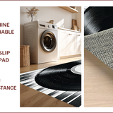 Ultra Soft Area Rug, Non Slip, Stain Resistant, Washable Area Rugs for Living Room, Bedroom, Retro Black Music Record Bedroom Floor Rug(Black)