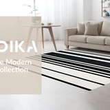Ultra Soft Area Rug, Non Slip, Stain Resistant, Washable Area Rugs for Living Room, Bedroom, Modern Black White Stripe Rug Geometric Patterned(Black)