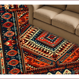 Ultra Soft Area Rug, Non Slip, Stain Resistant, Washable Area Rugs for Living Room, Bedroom, Rustic Native American Entryway Rug with Intricate Patterns(Red)
