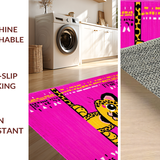 Ultra Soft Area Rug, Non Slip, Stain Resistant, Washable Area Rugs for Living Room, Bedroom, Cute Cartoon Leopard Decorative Flair(Pink)