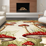 Ultra Soft Area Rug, Non Slip, Stain Resistant, Washable Area Rugs for Living Room, Bedroom, Eclectic Earthy Toned Fungi Design(Brown)
