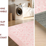 Ultra Soft Area Rug, Non Slip, Stain Resistant, Washable Area Rugs for Living Room, Bedroom, Refined Classic Floral Arrangement(Pink)