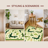 Ultra Soft Area Rug, Non Slip, Stain Resistant, Washable Area Rugs for Living Room, Bedroom, Vibrant Animal Print Decorative Accent(Green)