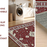 Ultra Soft Area Rug, Non Slip, Stain Resistant, Washable Area Rugs for Living Room, Bedroom, Sophisticated Abstract Burgundy Artistry(Red)