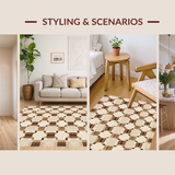 Ultra Soft Area Rug, Non Slip, Stain Resistant, Washable Area Rugs for Living Room, Bedroom, Elegant Geometric Diamond Motif(Beige)