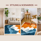 Ultra Soft Area Rug, Non Slip, Stain Resistant, Washable Area Rugs for Living Room, Bedroom, Vibrant Abstract Mountain Landscape(Orange)