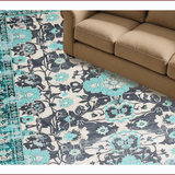 Ultra Soft Area Rug, Non Slip, Stain Resistant, Washable Area Rugs for Living Room, Bedroom, Chic Modern Floral Geometry(Blue)