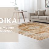 Ultra Soft Area Rug, Non Slip, Stain Resistant, Washable Area Rugs for Living Room, Bedroom, Chic Elegant Geometric Accents(Brown)