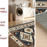 Ultra Soft Area Rug, Non Slip, Stain Resistant, Washable Area Rugs for Living Room, Bedroom, Rustic Geometric Medallion Aesthetic(Beige)