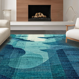 Ultra Soft Area Rug, Non Slip, Stain Resistant, Washable Area Rugs for Living Room, Bedroom, Ocean Depths Runner Rug Featuring Soft Non-Slip Octopus and Whale Silhouettes(Blue)