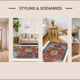 Ultra Soft Area Rug, Non Slip, Stain Resistant, Washable Area Rugs for Living Room, Bedroom, Tribal Earthy Geometric Harmony(Red)