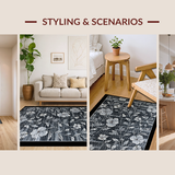 Ultra Soft Area Rug, Non Slip, Stain Resistant, Washable Area Rugs for Living Room, Bedroom, Contemporary Graphic Leaf Design(Gray)