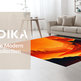 Ultra Soft Area Rug, Non Slip, Stain Resistant, Washable Area Rugs for Living Room, Bedroom, Vivid Abstract Lava Aesthetic(Orange)