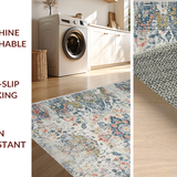 Ultra Soft Area Rug, Non Slip, Stain Resistant, Washable Area Rugs for Living Room, Bedroom, Cozy Retro Ogee Composition(White)