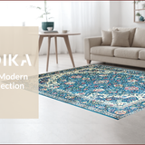 Ultra Soft Area Rug, Non Slip, Stain Resistant, Washable Area Rugs for Living Room, Bedroom, Vintage Floral Blue Elegance(Blue)