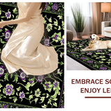 Ultra Soft Area Rug, Non Slip, Stain Resistant, Washable Area Rugs for Living Room, Bedroom, Charming Black Floral Elegance(Black)
