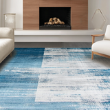 Ultra Soft Area Rug, Non Slip, Stain Resistant, Washable Area Rugs for Living Room, Bedroom, Contemporary Distressed Abstract Motif(Blue)