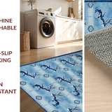 Ultra Soft Area Rug, Non Slip, Stain Resistant, Washable Area Rugs for Living Room, Bedroom, Elegant Blue Animal Motif(Blue)