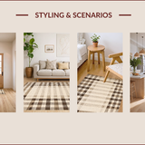 Ultra Soft Area Rug, Non Slip, Stain Resistant, Washable Area Rugs for Living Room, Bedroom, Chic Checkered Rustic Elegance(Beige)
