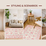 Ultra Soft Area Rug, Non Slip, Stain Resistant, Washable Area Rugs for Living Room, Bedroom, Artful Floral Tapestry Aesthetic(Ivory)
