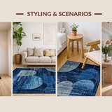 Ultra Soft Area Rug, Non Slip, Stain Resistant, Washable Area Rugs for Living Room, Bedroom, Sophisticated Tiled Symmetry Arrangement(Blue)