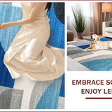 Ultra Soft Area Rug, Non Slip, Stain Resistant, Washable Area Rugs for Living Room, Bedroom, Contemporary Grey and Teal Easy Care Rug for Minimalist Homes(Blue)