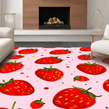 Ultra Soft Area Rug, Non Slip, Stain Resistant, Washable Area Rugs for Living Room, Bedroom, Vibrant Quirky Strawberry Aesthetic(Red)