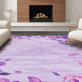 Ultra Soft Area Rug, Non Slip, Stain Resistant, Washable Area Rugs for Living Room, Bedroom, Soft Purple Rose Inspired Look(Purple)