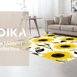 Ultra Soft Area Rug, Non Slip, Stain Resistant, Washable Area Rugs for Living Room, Bedroom, Luxurious Colorful Round Arrangement(Yellow)