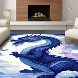 Ultra Soft Area Rug, Non Slip, Stain Resistant, Washable Area Rugs for Living Room, Bedroom, Striking Dragon Graphic Composition(Blue)