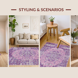 Ultra Soft Area Rug, Non Slip, Stain Resistant, Washable Area Rugs for Living Room, Bedroom, Trendy Geometric Purple Harmony(Pink)