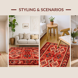 Ultra Soft Area Rug, Non Slip, Stain Resistant, Washable Area Rugs for Living Room, Bedroom, Contemporary Abstract Southwestern Fusion(Red)