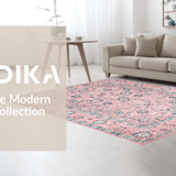 Ultra Soft Area Rug, Non Slip, Stain Resistant, Washable Area Rugs for Living Room, Bedroom, Artful Modern Distressed Composition(Pink)