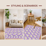 Ultra Soft Area Rug, Non Slip, Stain Resistant, Washable Area Rugs for Living Room, Bedroom, Cute Lavender Blooming Style(Purple)