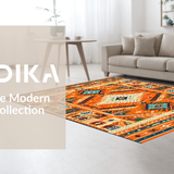 Ultra Soft Area Rug, Non Slip, Stain Resistant, Washable Area Rugs for Living Room, Bedroom, Lively Multi-Tonal Medallion Style(Orange)