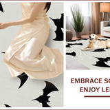 Ultra Soft Area Rug, Non Slip, Stain Resistant, Washable Area Rugs for Living Room, Bedroom, Witchy Bat Shape Bedroom Spooky Decor Mat(Black)