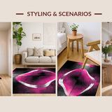 Ultra Soft Area Rug, Non Slip, Stain Resistant, Washable Area Rugs for Living Room, Bedroom, Elegant Monochrome Wave Pattern(Pink)