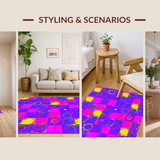 Ultra Soft Area Rug, Non Slip, Stain Resistant, Washable Area Rugs for Living Room, Bedroom, Cheerful Color Splash Symmetry(Purple)