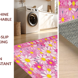 Ultra Soft Area Rug, Non Slip, Stain Resistant, Washable Area Rugs for Living Room, Bedroom, Elegant Soft Pink Botanical Pattern(Pink)