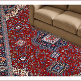 Ultra Soft Area Rug, Non Slip, Stain Resistant, Washable Area Rugs for Living Room, Bedroom, Rustic Distressed Geometric Motif(Red)