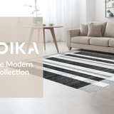 Ultra Soft Area Rug, Non Slip, Stain Resistant, Washable Area Rugs for Living Room, Bedroom, Black White Stripe Floor Rug(Gray)