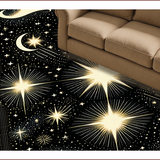 Ultra Soft Area Rug, Non Slip, Stain Resistant, Washable Area Rugs for Living Room, Bedroom, Boho Celestial Black Bedroom Meditation Rug(Black)