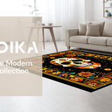Ultra Soft Area Rug, Non Slip, Stain Resistant, Washable Area Rugs for Living Room, Bedroom, Eclectic Round Ethnic Textile(Orange)