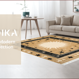 Ultra Soft Area Rug, Non Slip, Stain Resistant, Washable Area Rugs for Living Room, Bedroom, Rustic Starlit Half Circle Motif(Beige)