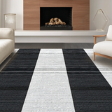 Ultra Soft Area Rug, Non Slip, Stain Resistant, Washable Area Rugs for Living Room, Bedroom, Stylish High-Contrast Patterned Piece(Black)