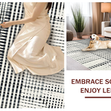 Ultra Soft Area Rug, Non Slip, Stain Resistant, Washable Area Rugs for Living Room, Bedroom, Monochrome Dash Runner Carpet, Linear Art Rug, Modern Graphic Floor Decor(Black)