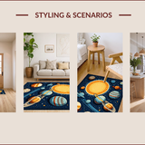 Ultra Soft Area Rug, Non Slip, Stain Resistant, Washable Area Rugs for Living Room, Bedroom, Colorful Solar System Educational Kids Bedroom Rug(Blue)
