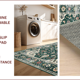 Ultra Soft Area Rug, Non Slip, Stain Resistant, Washable Area Rugs for Living Room, Bedroom, Vintage Floral Distressed Elegance(Green)