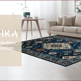 Ultra Soft Area Rug, Non Slip, Stain Resistant, Washable Area Rugs for Living Room, Bedroom, Rustic Watercolor Geometric Design(Blue)